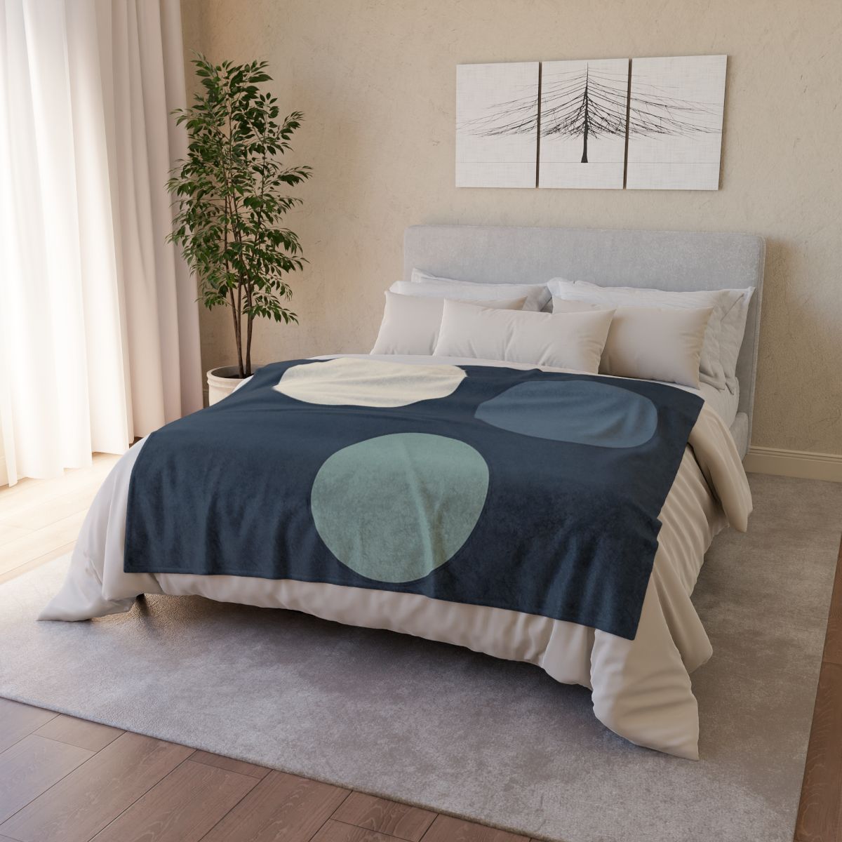 Staggered Circle Trio designer printed blankets