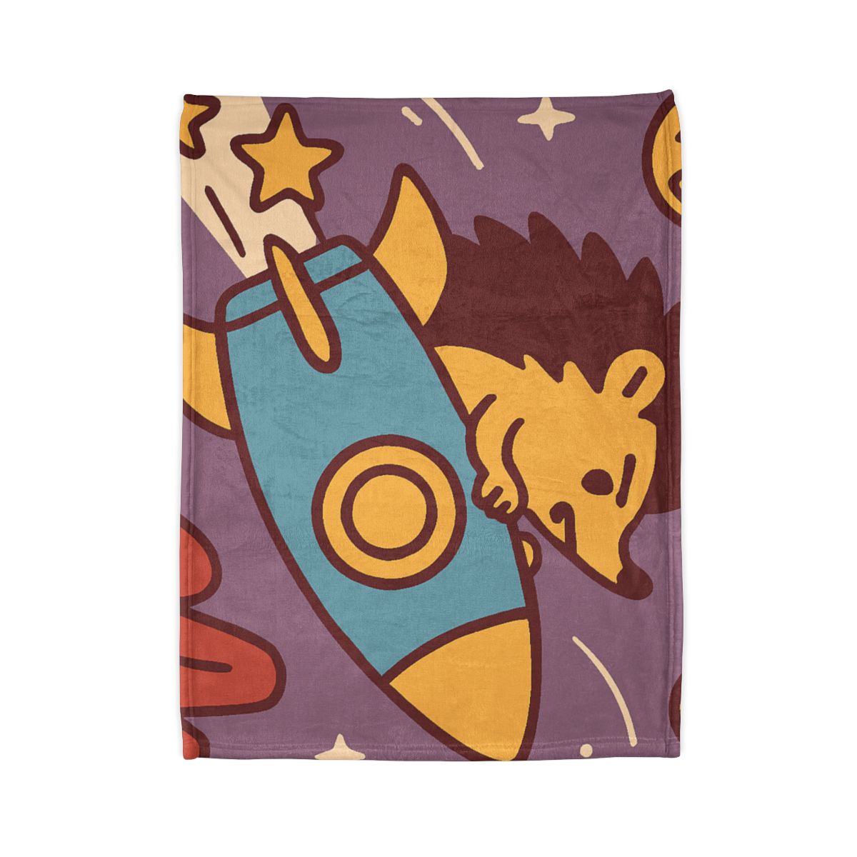 Rocket-Riding Hedgehog personalized cozy blankets