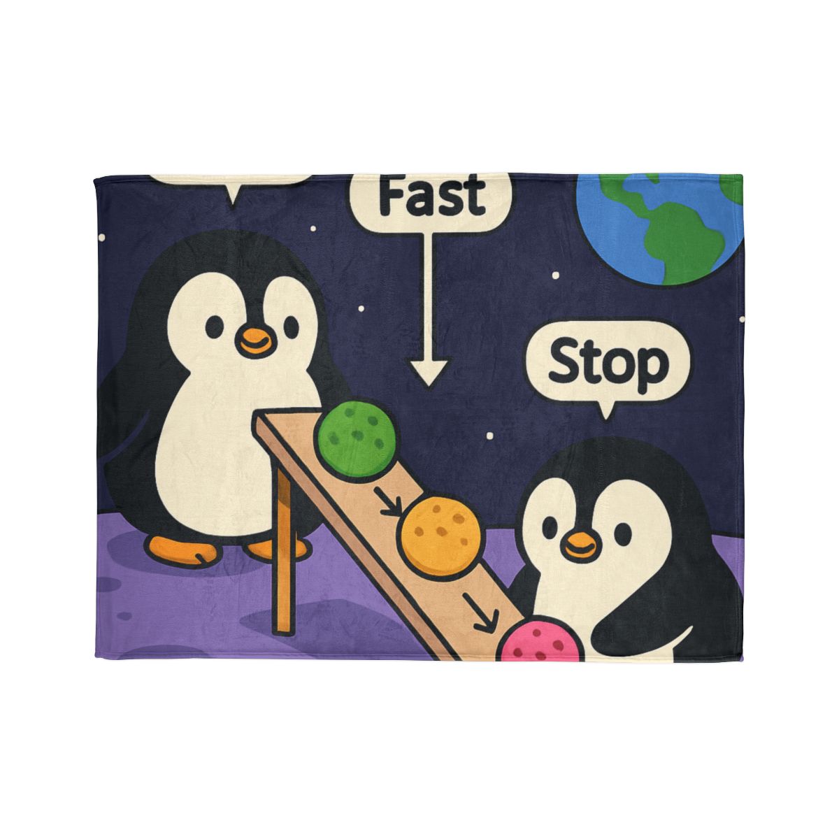 Moonlight Penguin Ice Cream Physics stylish throw blankets
