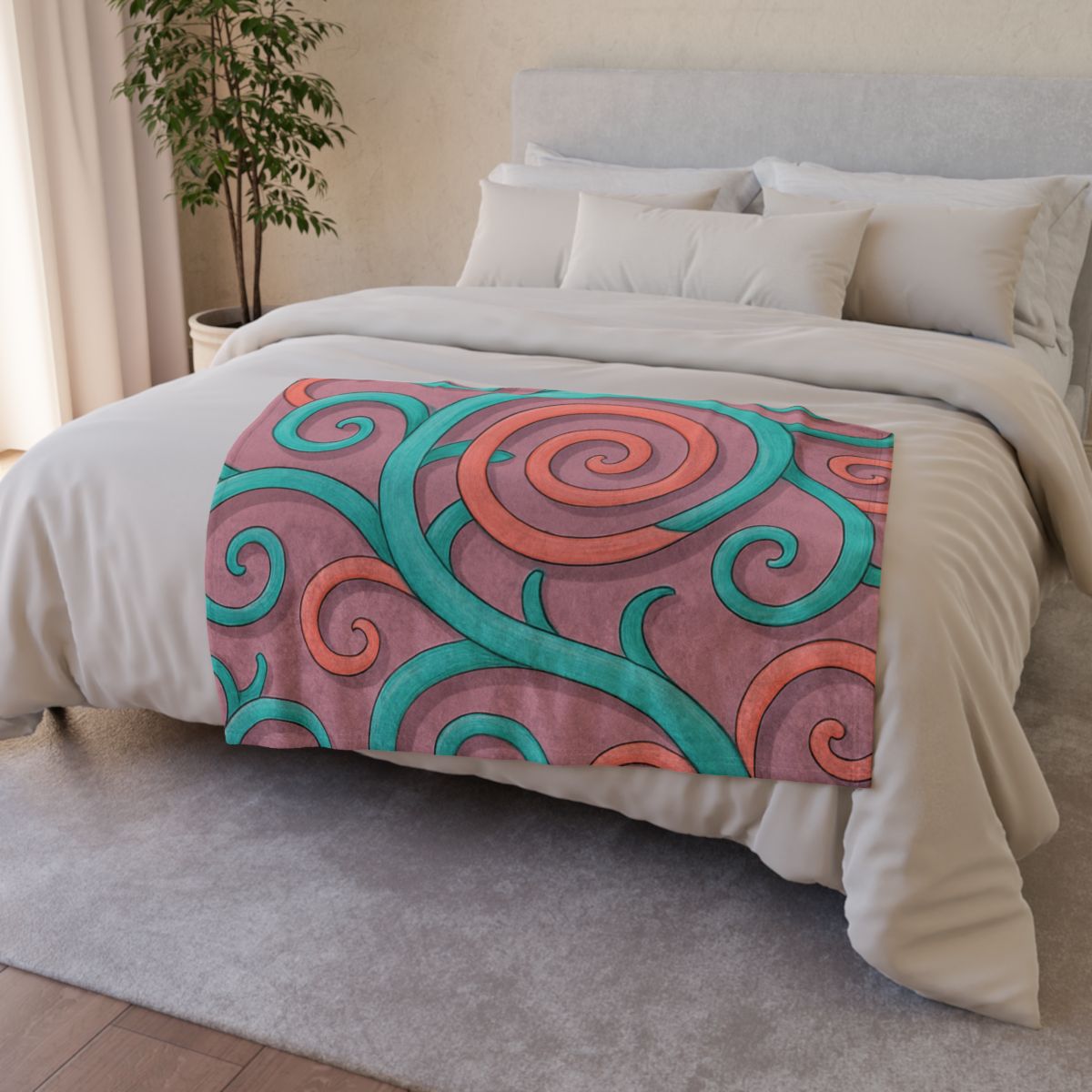 Tendril Spiral Mosaic decorative home blankets