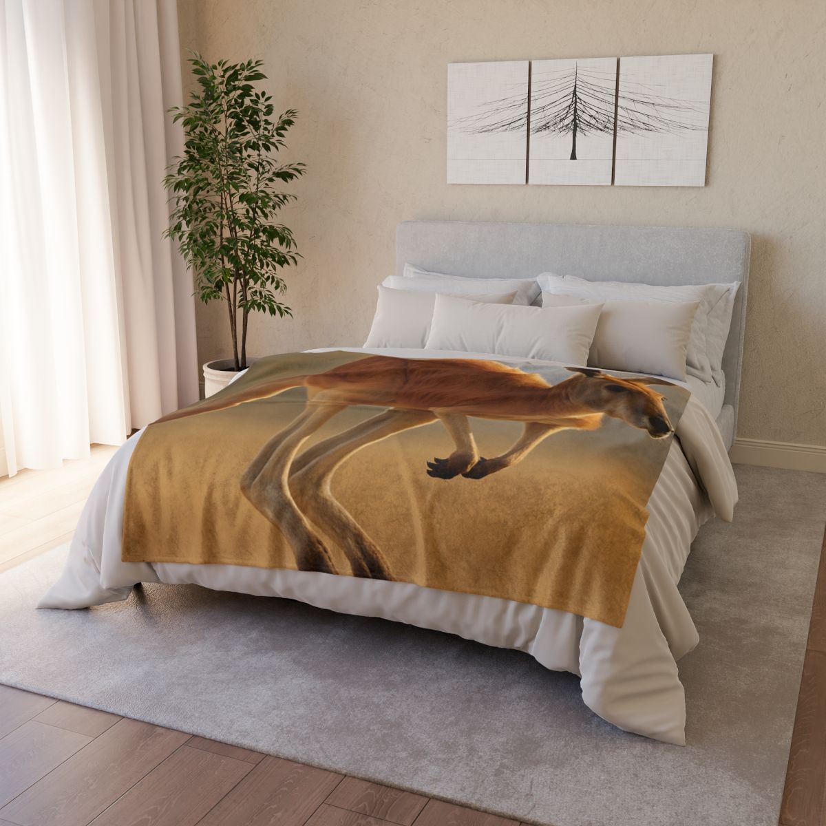 Ember Hop Red Kangaroo designer printed blankets