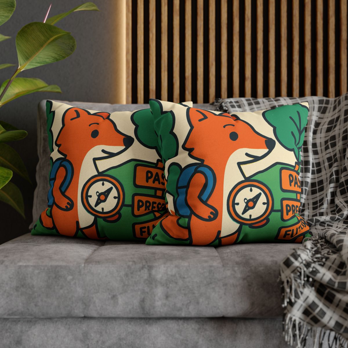 Time Traveling Forest Fox trendy patterned pillow cases