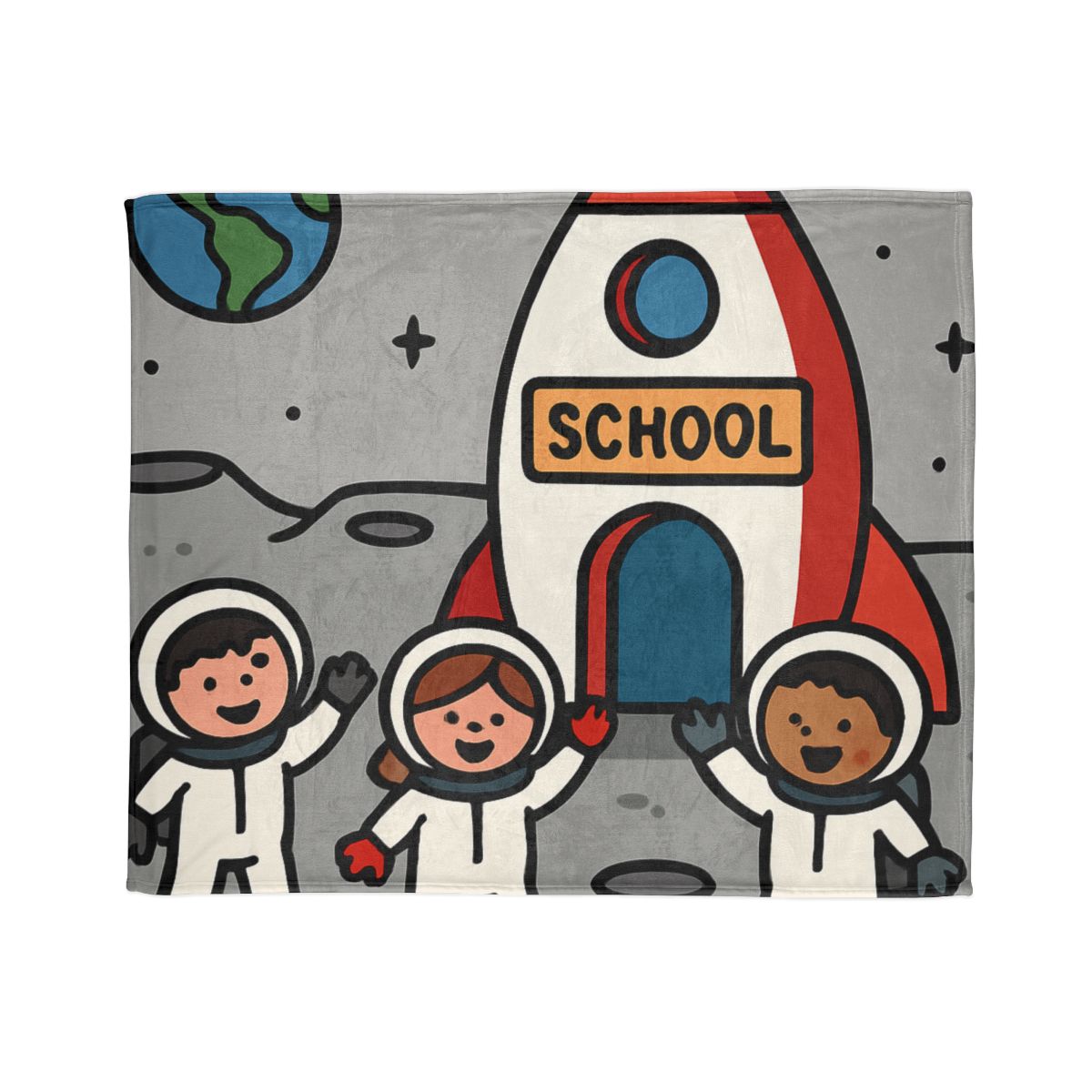 Rocket School On The Moon trendy patterned blankets