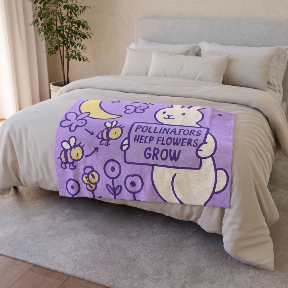 Moon Garden Pollinator Parade designer printed blankets