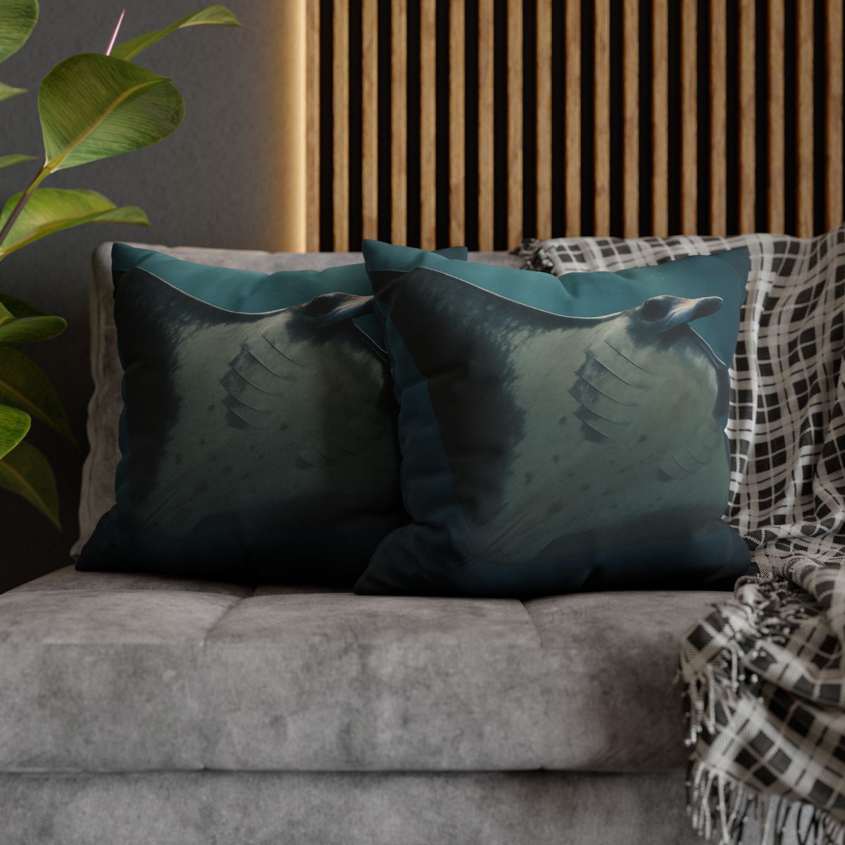 Blue Halo Giant Manta Ray comfortable bedding pillow covers