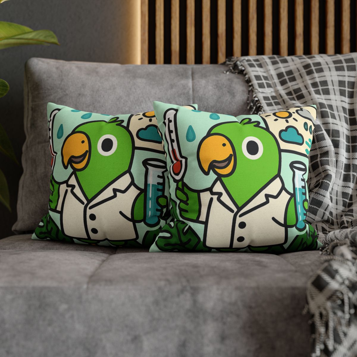 Rainforest Weather Lab With Parrot Scientist stylish decorative pillowcases