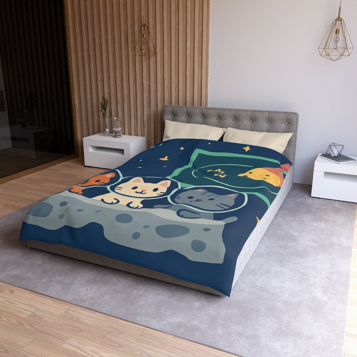 Comet Classroom For Curious Kittens designer printed duvets