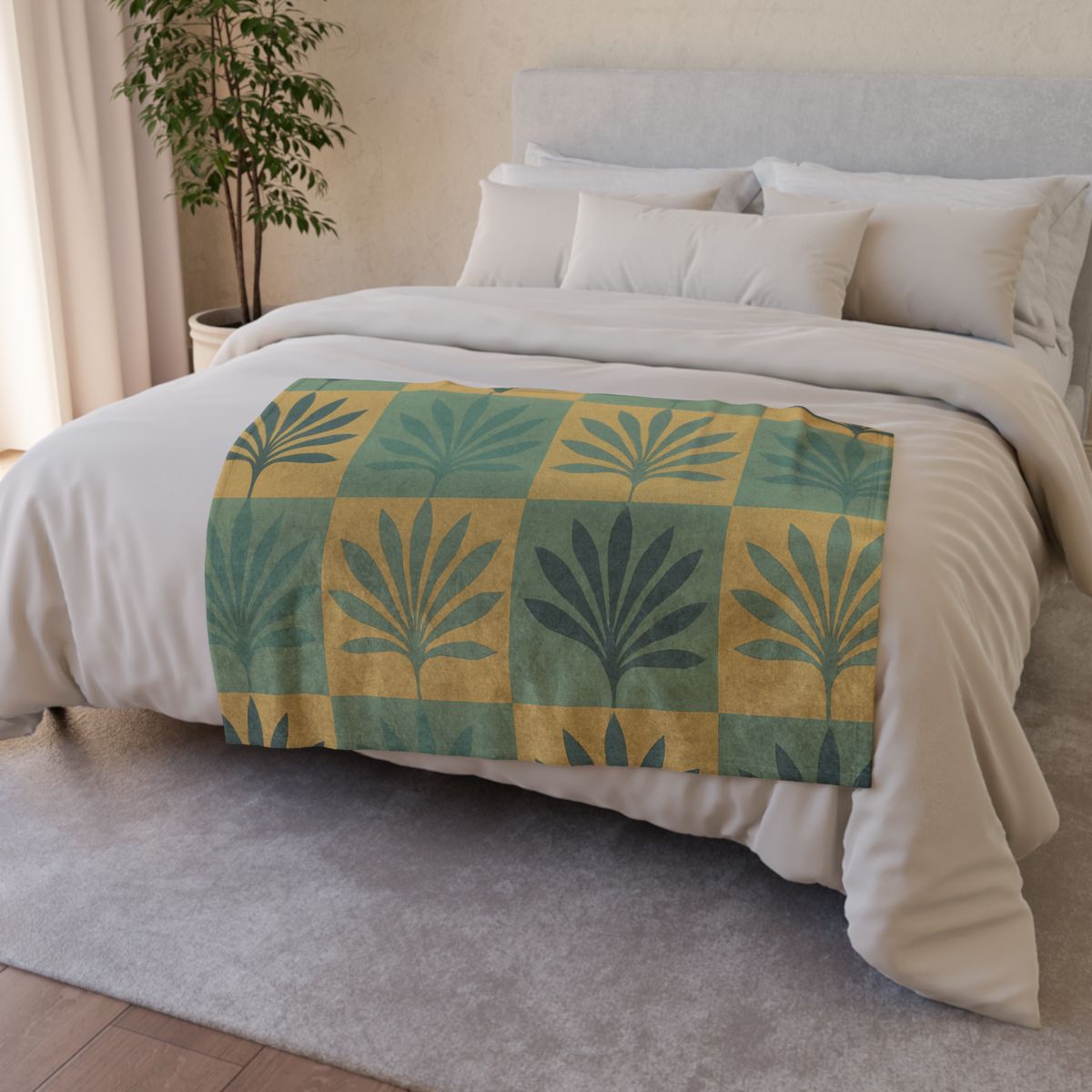 Frond Grid Harmony designer printed blankets