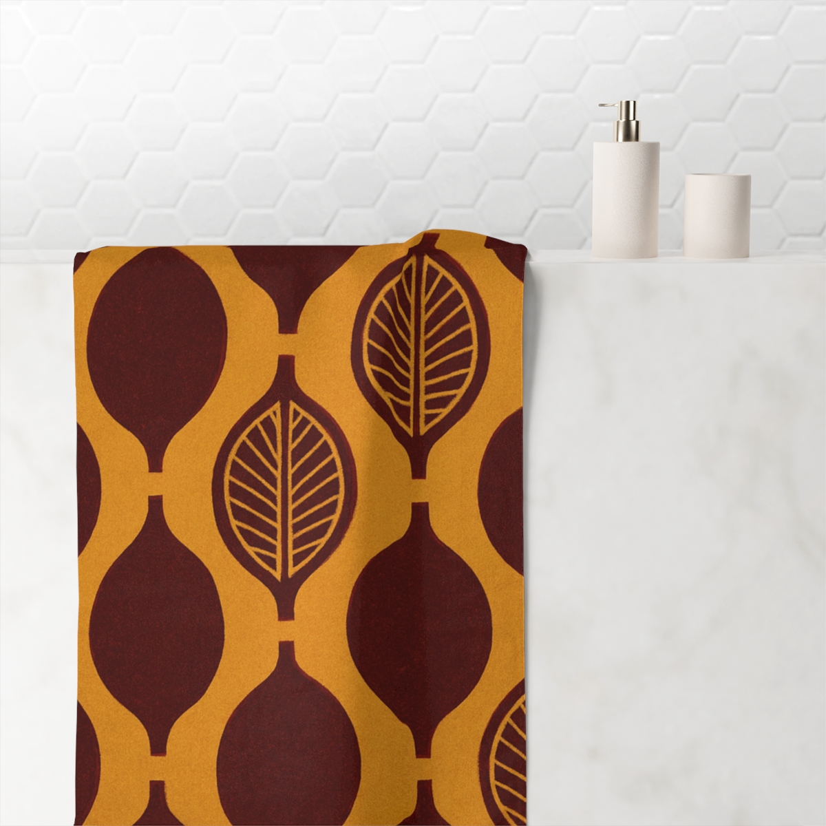 Seed Pod Cluster Grid designer printed towels