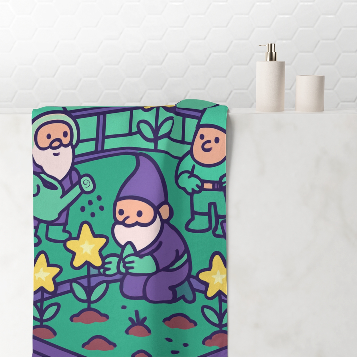 Galaxy Garden Gnomes unique gift towels