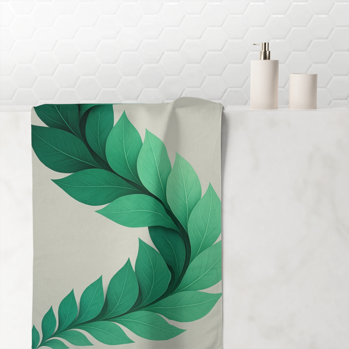 Fractal Leaf Ribbon trendy hand towels
