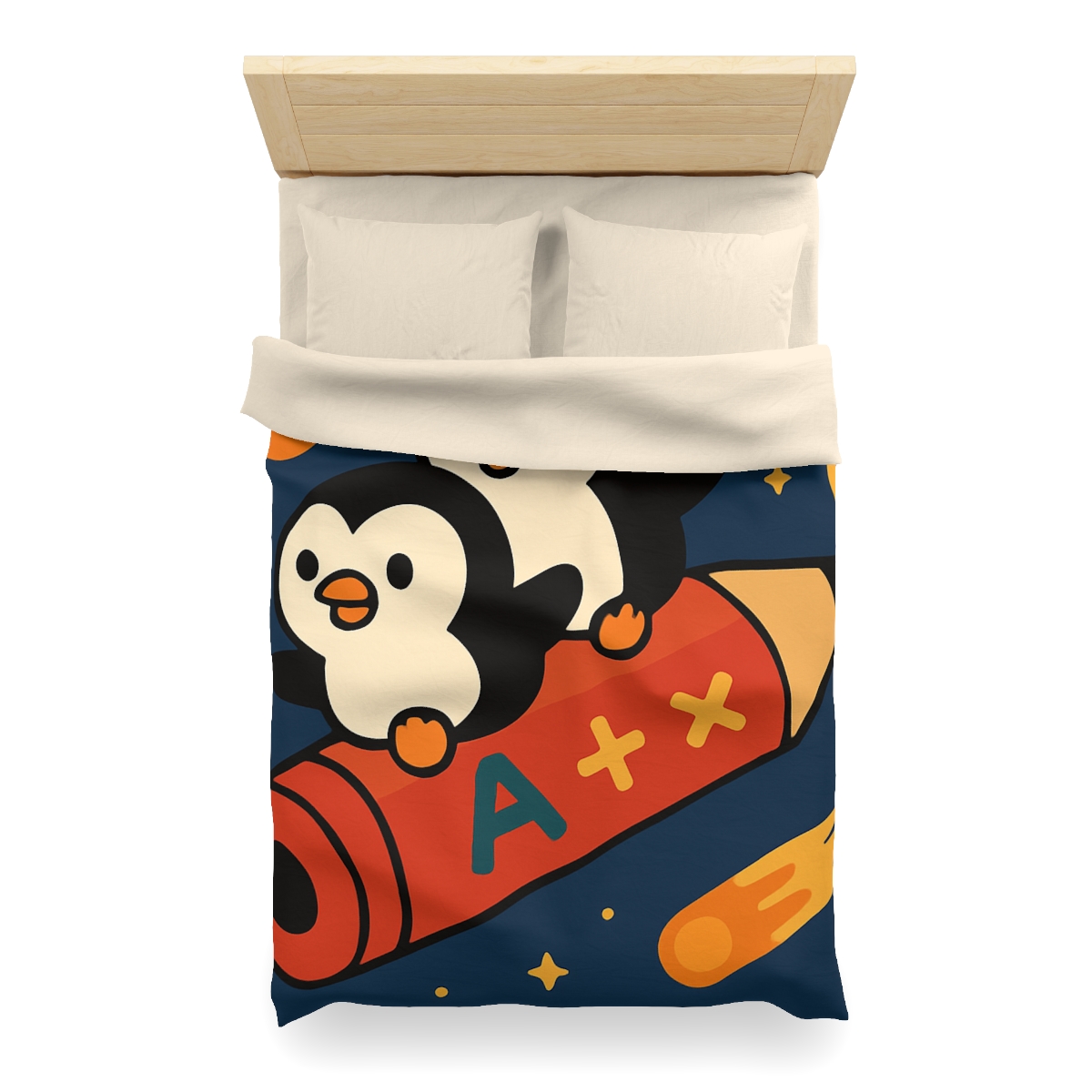 Rocket Riding Penguin Explorers trendy bedroom duvets
