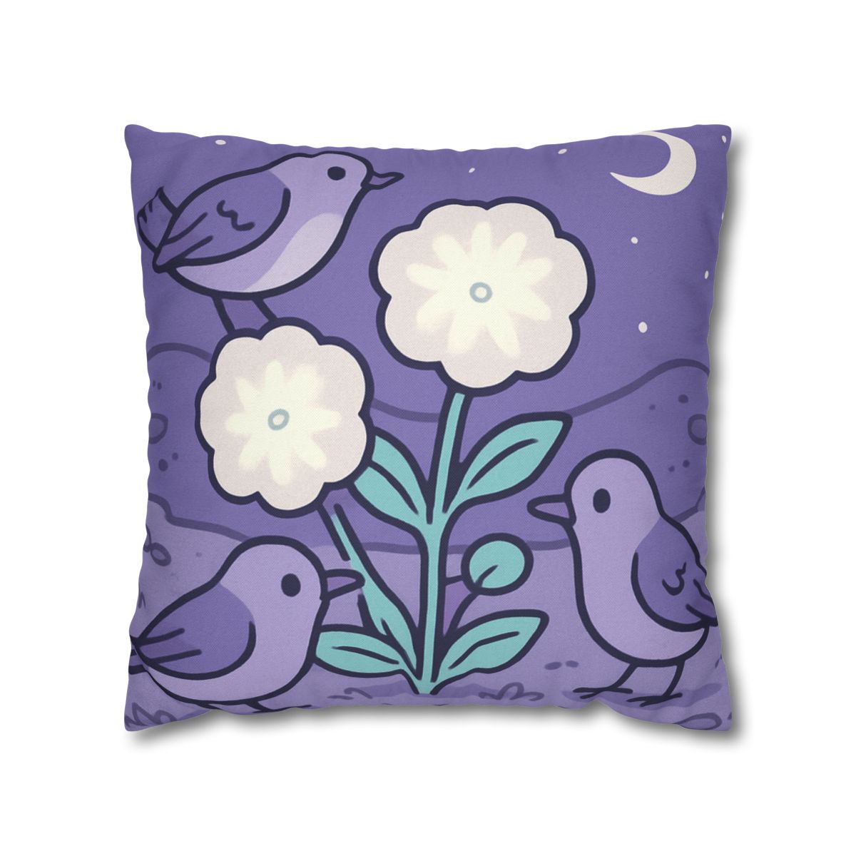 Moon Garden Nightingales designer print pillow cases