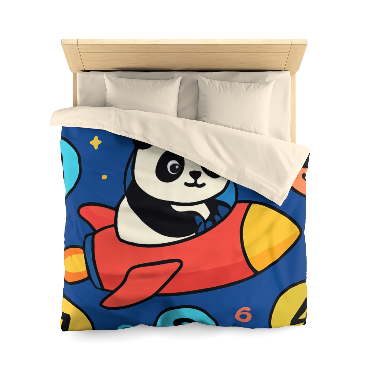 Rocket Panda And The Number Planets soft comforter duvets