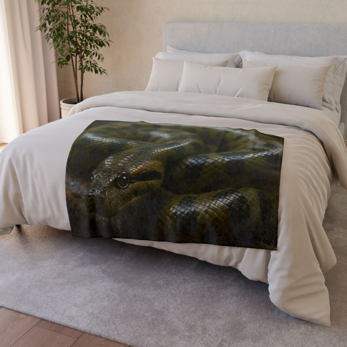 Shadow Coil Green Anaconda decorative home blankets