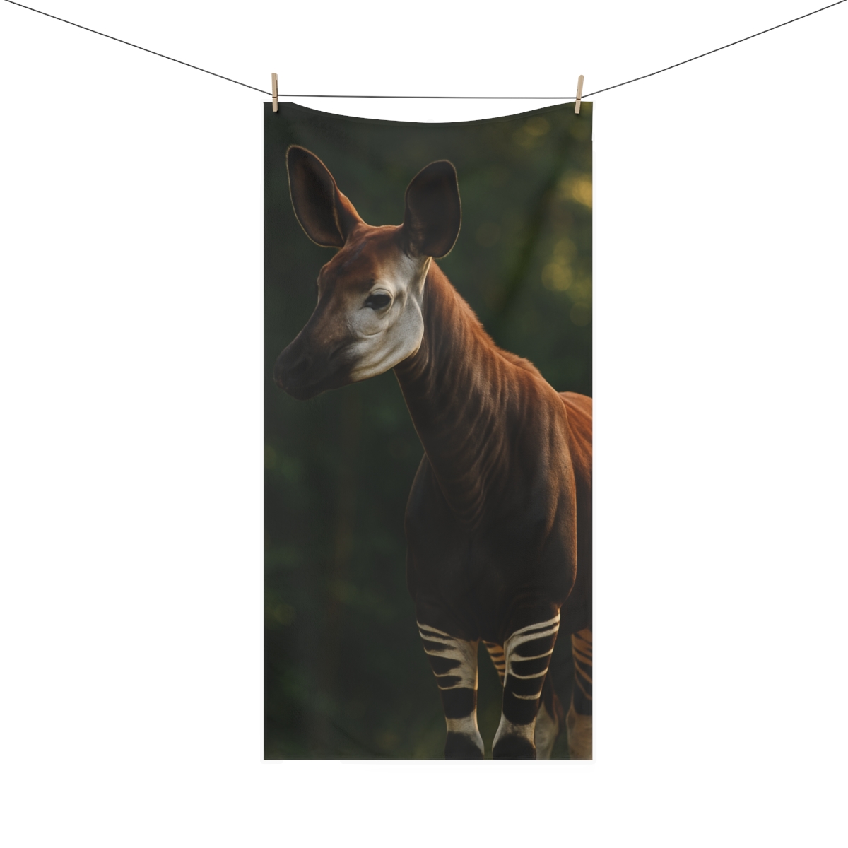 Starlit Stillness Okapi designer printed towels