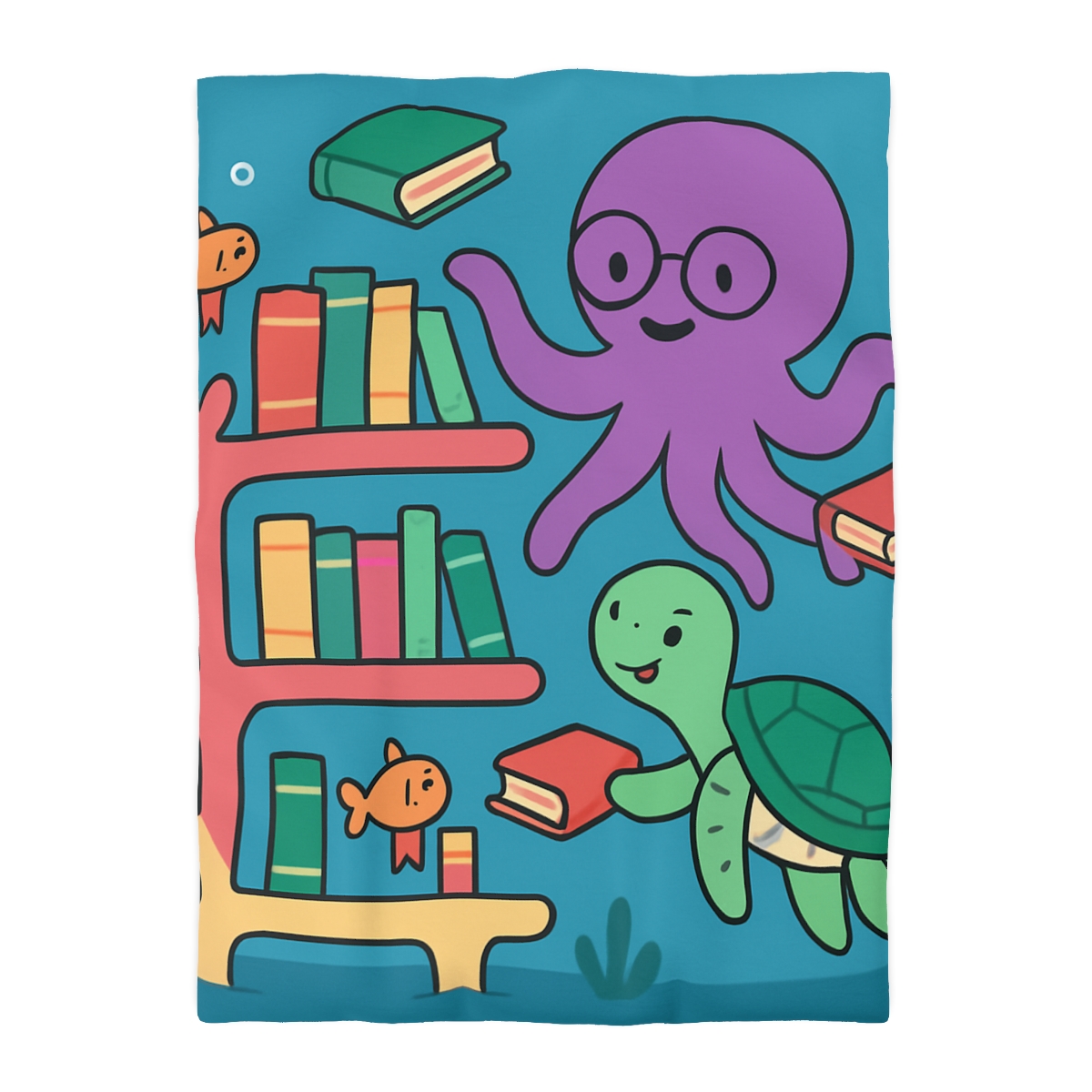 Coral Library And The Octopus Librarian custom duvets