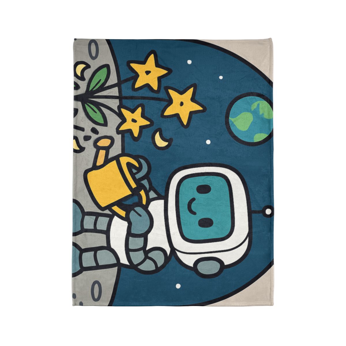 Moon Garden Robot And Space Sprouts custom blankets