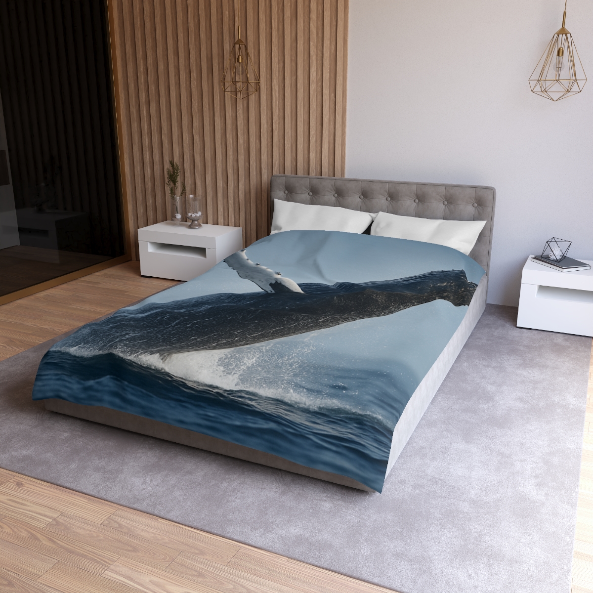 Humpback Whale Rising Calm designer printed duvets