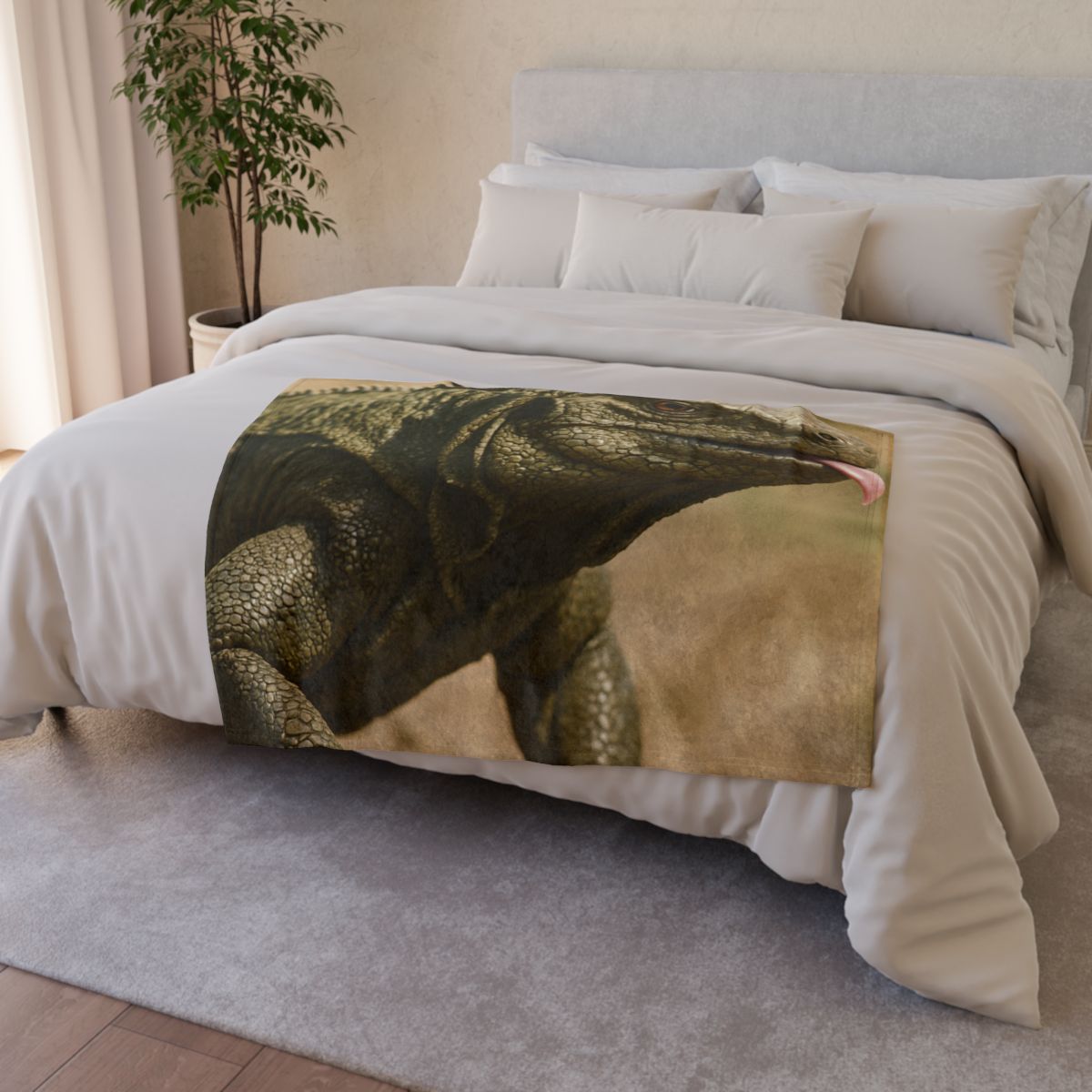 Ancient Sentinel Komodo Dragon trendy patterned blankets