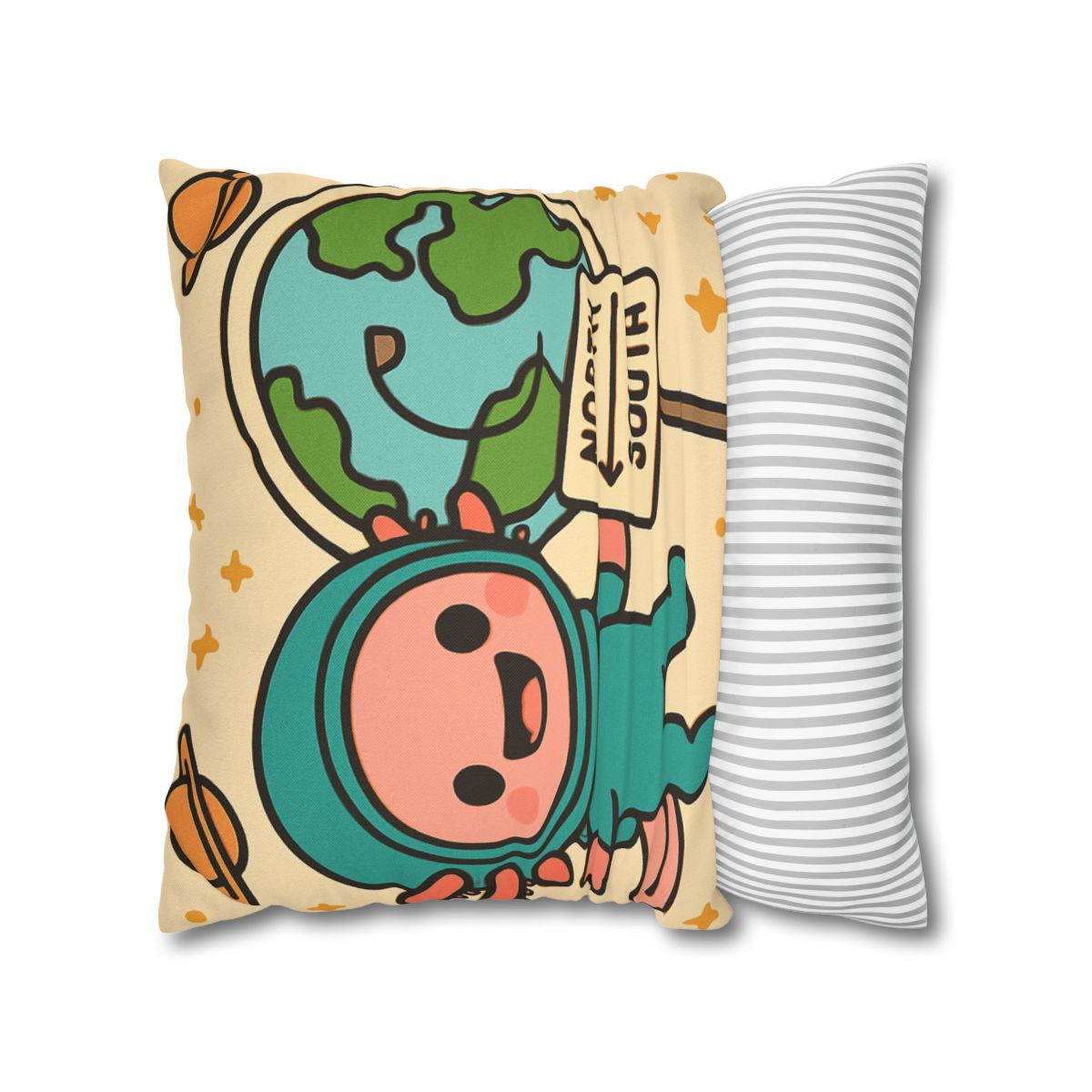Luna The Axolotl Astronaut And The Bubble Planet Map custom pillow cases