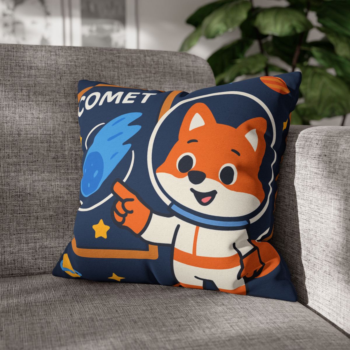 Comet Classroom With Curious Space Fox soft cotton pillow cases