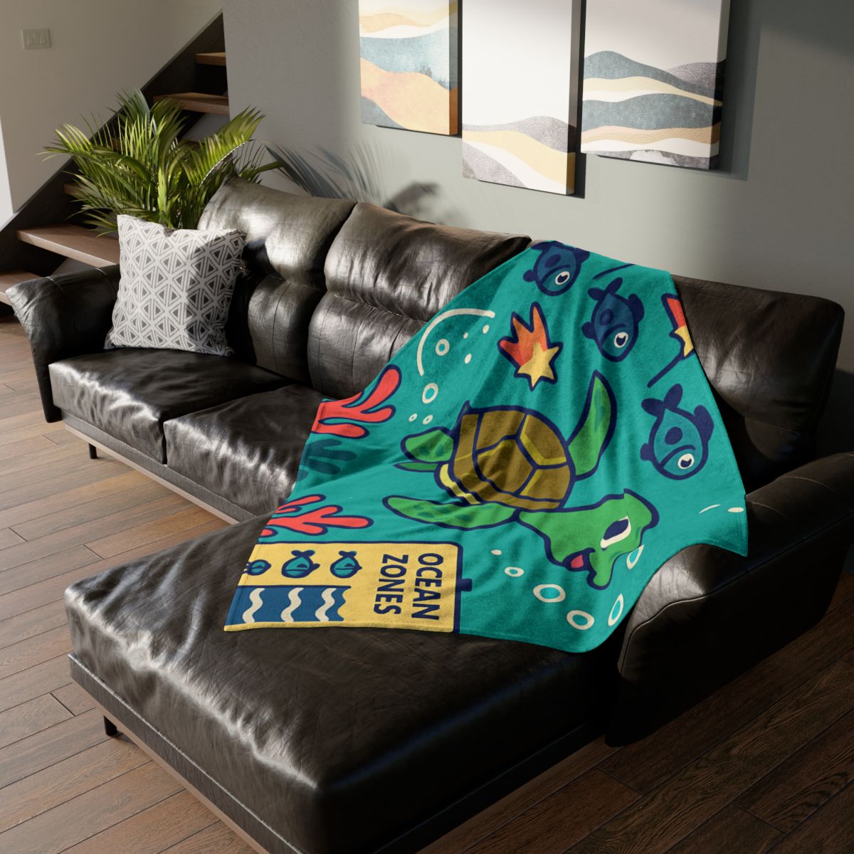Coral Comet Turtle Parade designer printed blankets