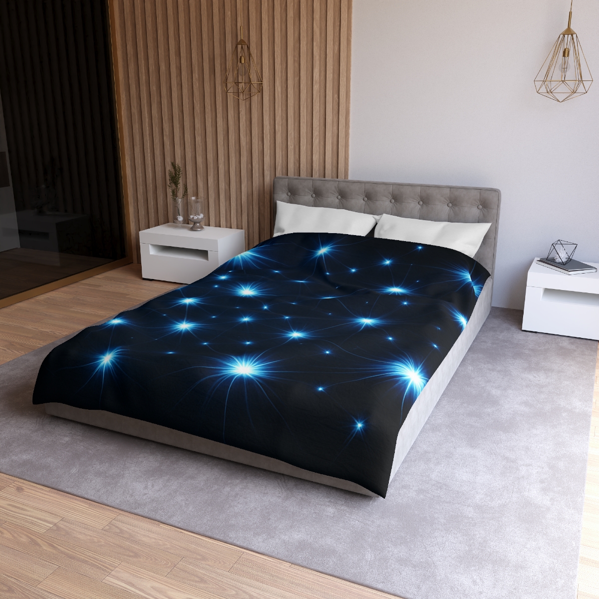 Photon Burst Constellation personalized bedding duvets