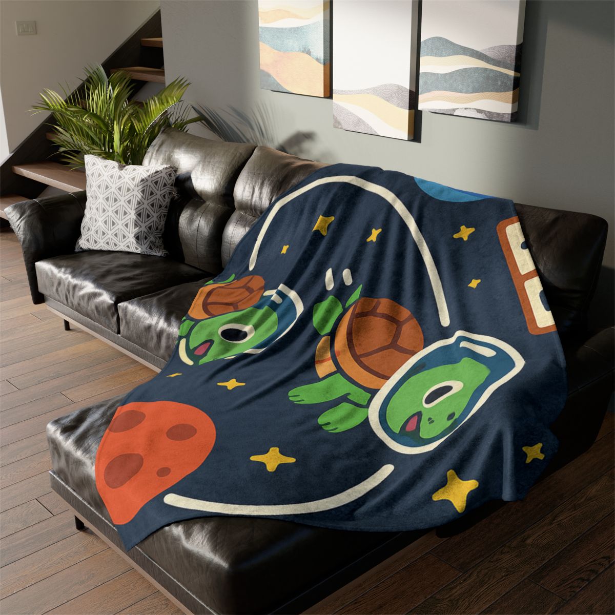 Time Dilation Turtle Race Across Star Track trendy patterned blankets