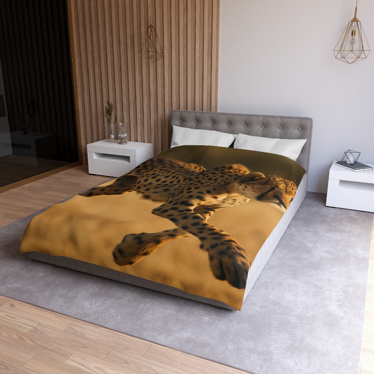 Speed Whisper Cheetah designer printed duvets