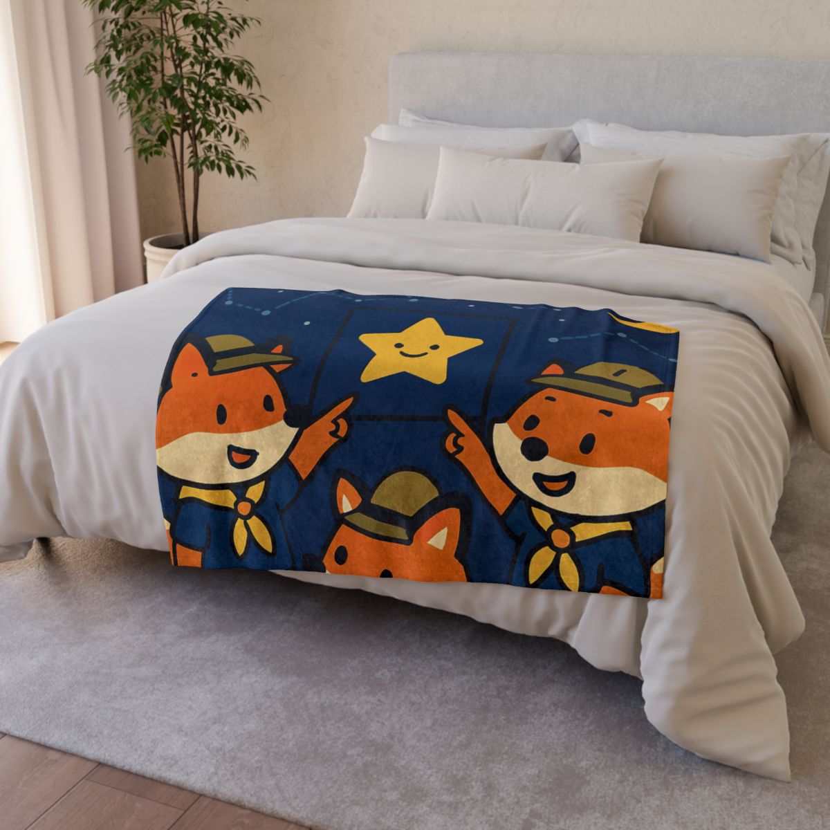 Stargazing Fox Scouts personalized cozy blankets