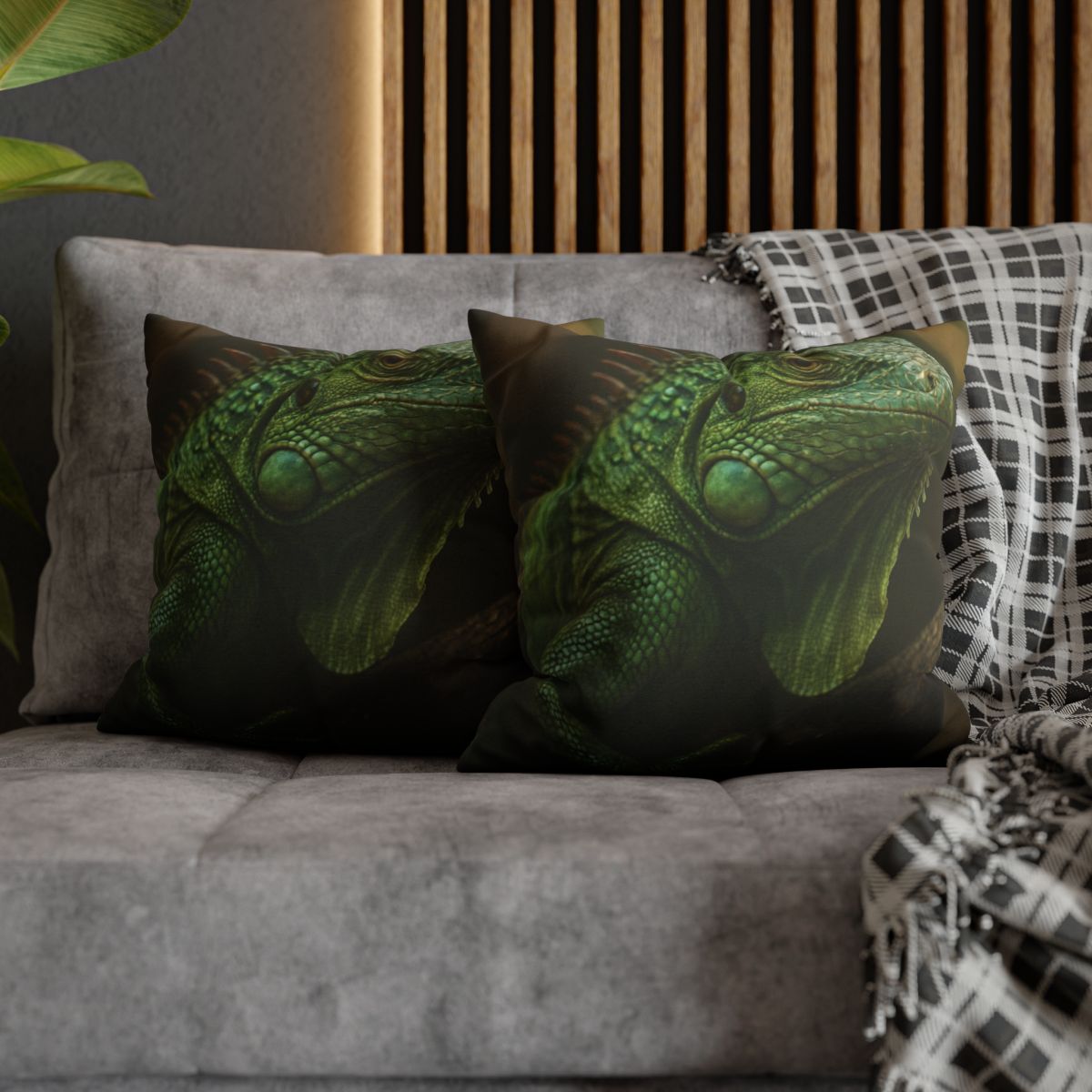 Starlit Stillness Green Iguana trendy patterned pillow cases