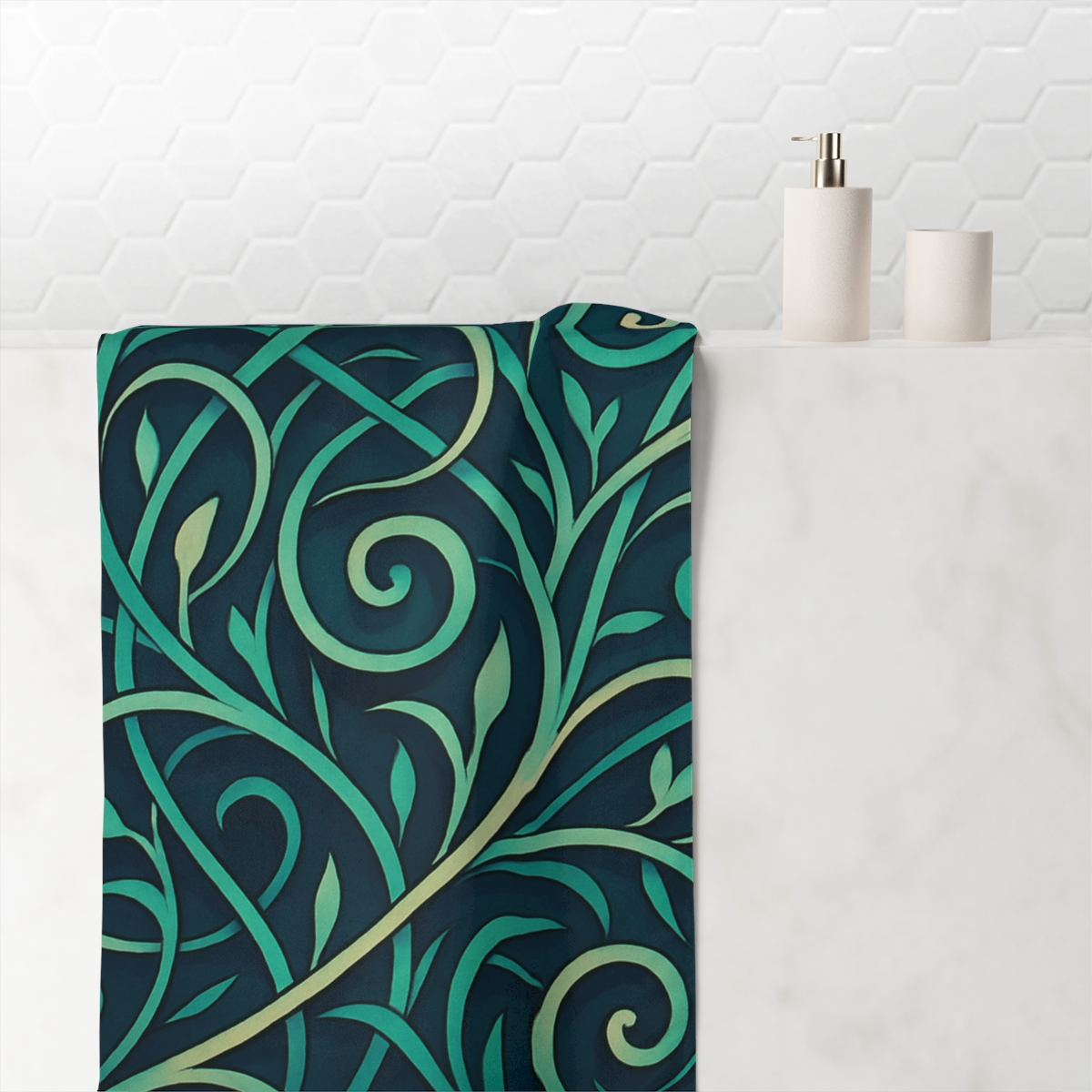 Vine Curl Lattice Drift designer printed towels