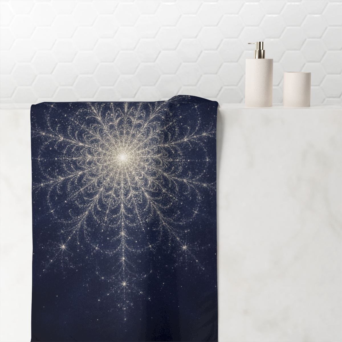 Starlace Fractal Bloom designer printed towels