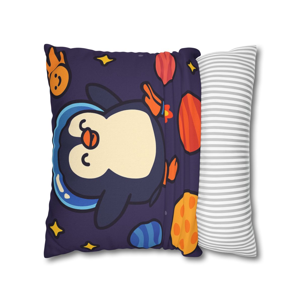 Planet Hopping Penguin Adventure stylish decorative pillowcases