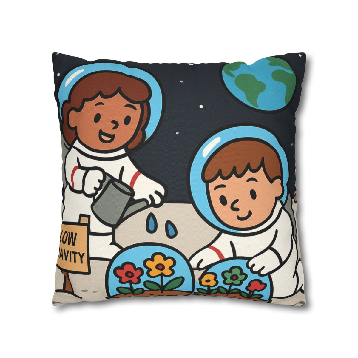 Gravity Garden On The Moon soft cotton pillow cases