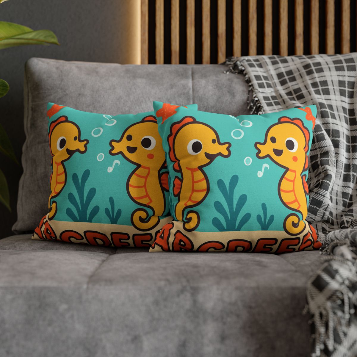 Underwater Alphabet Reef With Singing Seahorses personalized pillow covers