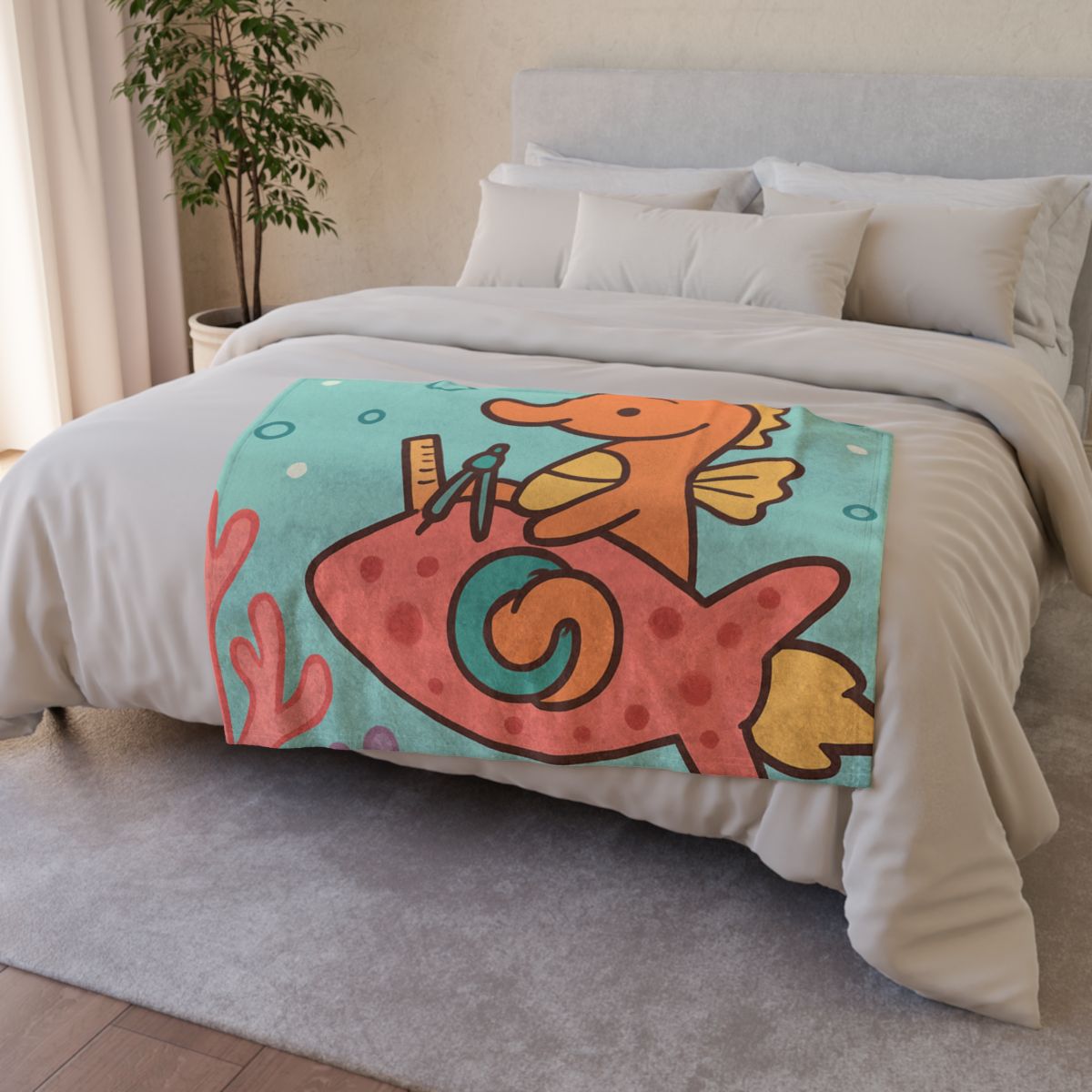 Coral Rocket Seahorse unique gift blanketscustom blankets