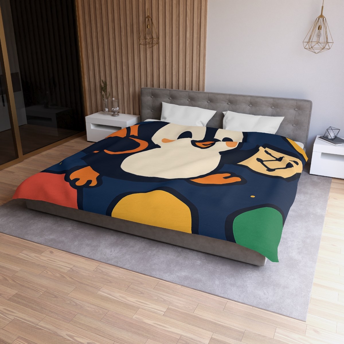 Planet Hopping Penguin Explorer unique patterned duvets