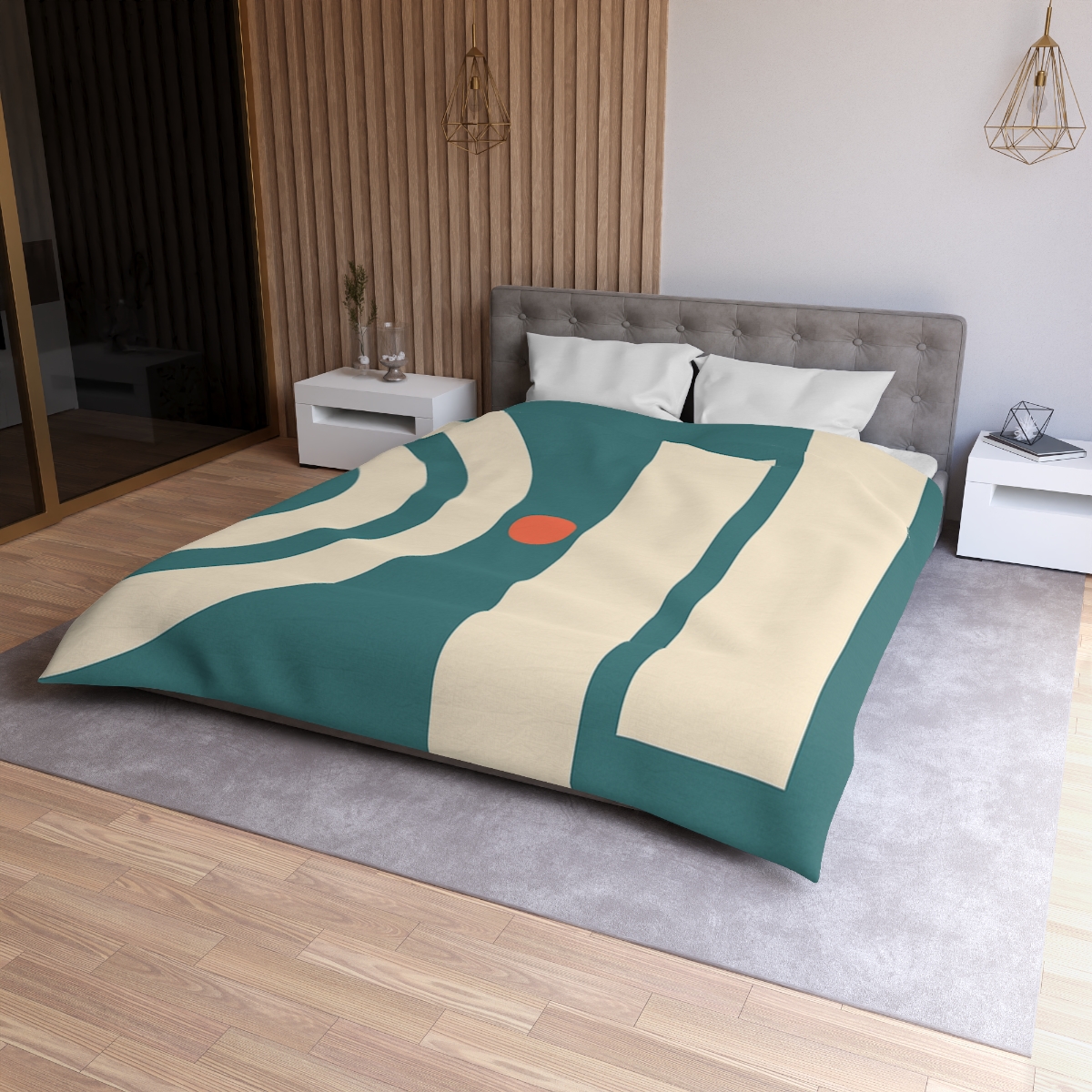 Quiet Triptych Of Arcs And Bars duvets for gifts