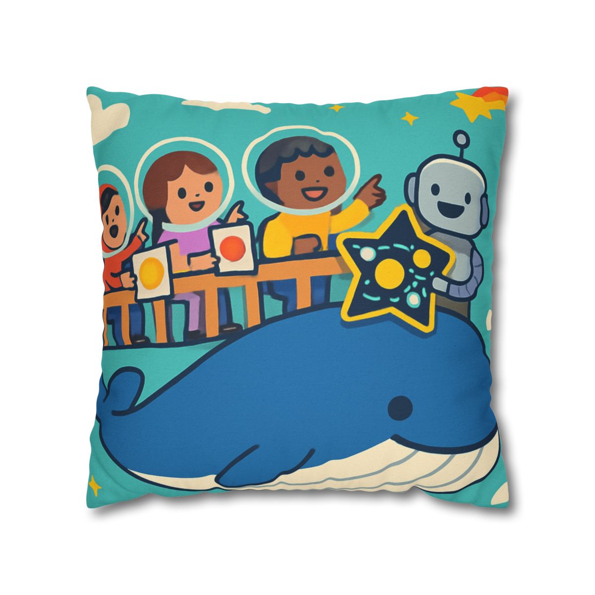Comet Classroom In The Sky Whale designer print pillow cases