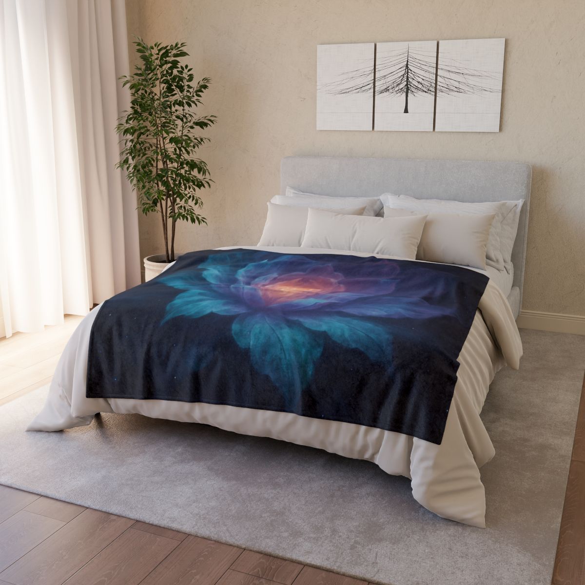 Prismatic Void Bloom trendy patterned blankets