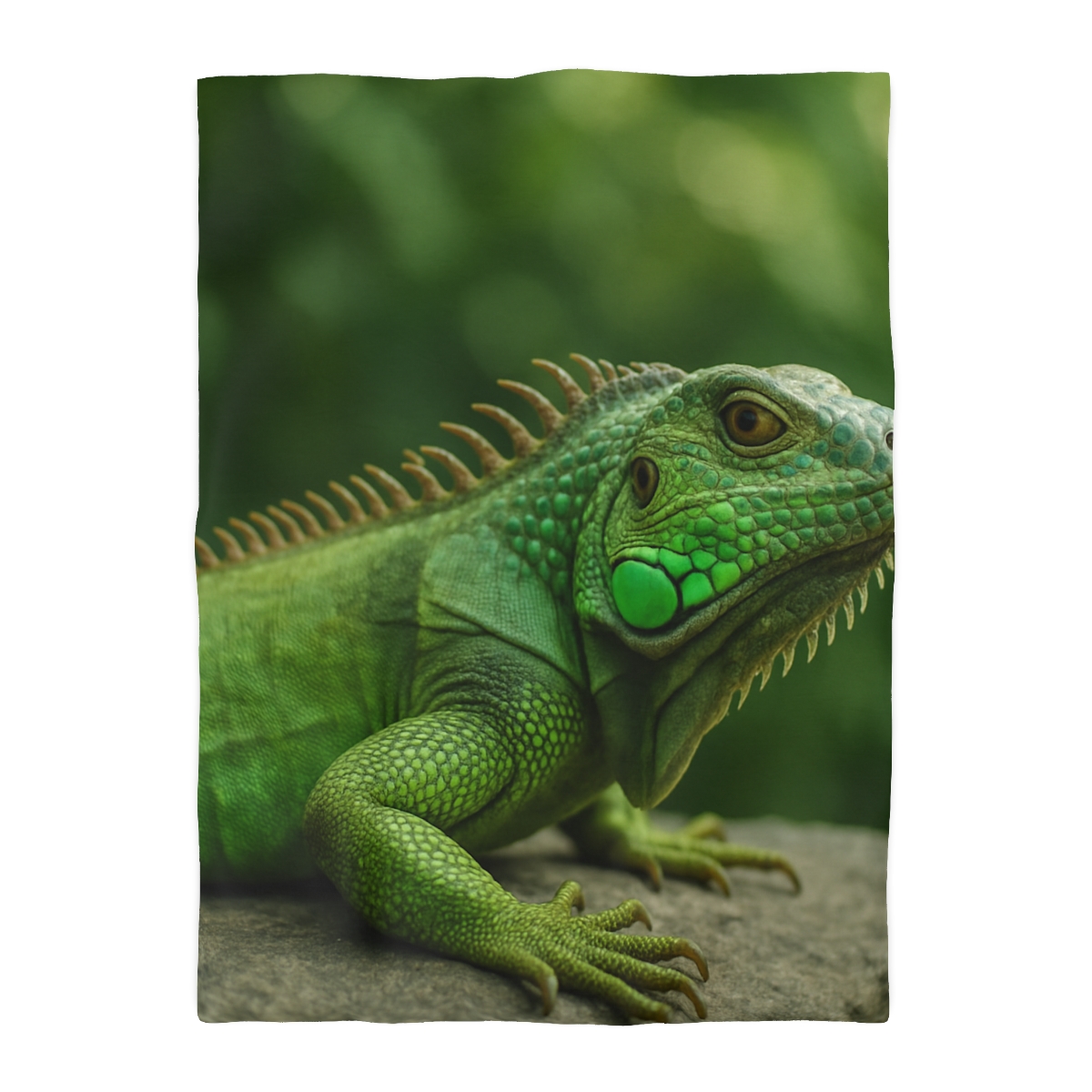 Stone Watcher Green Iguana designer printed duvets