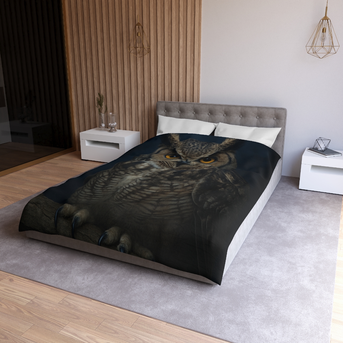 Silent Drift Great Horned Owl personalized bedding duvets