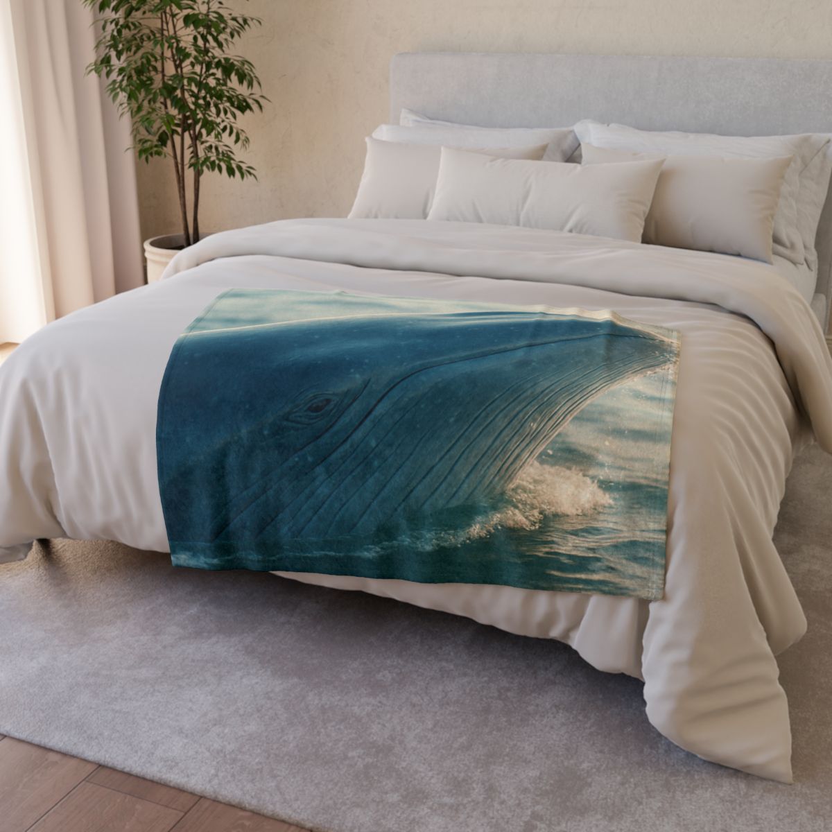 Ocean Song Blue Whale personalized cozy blankets