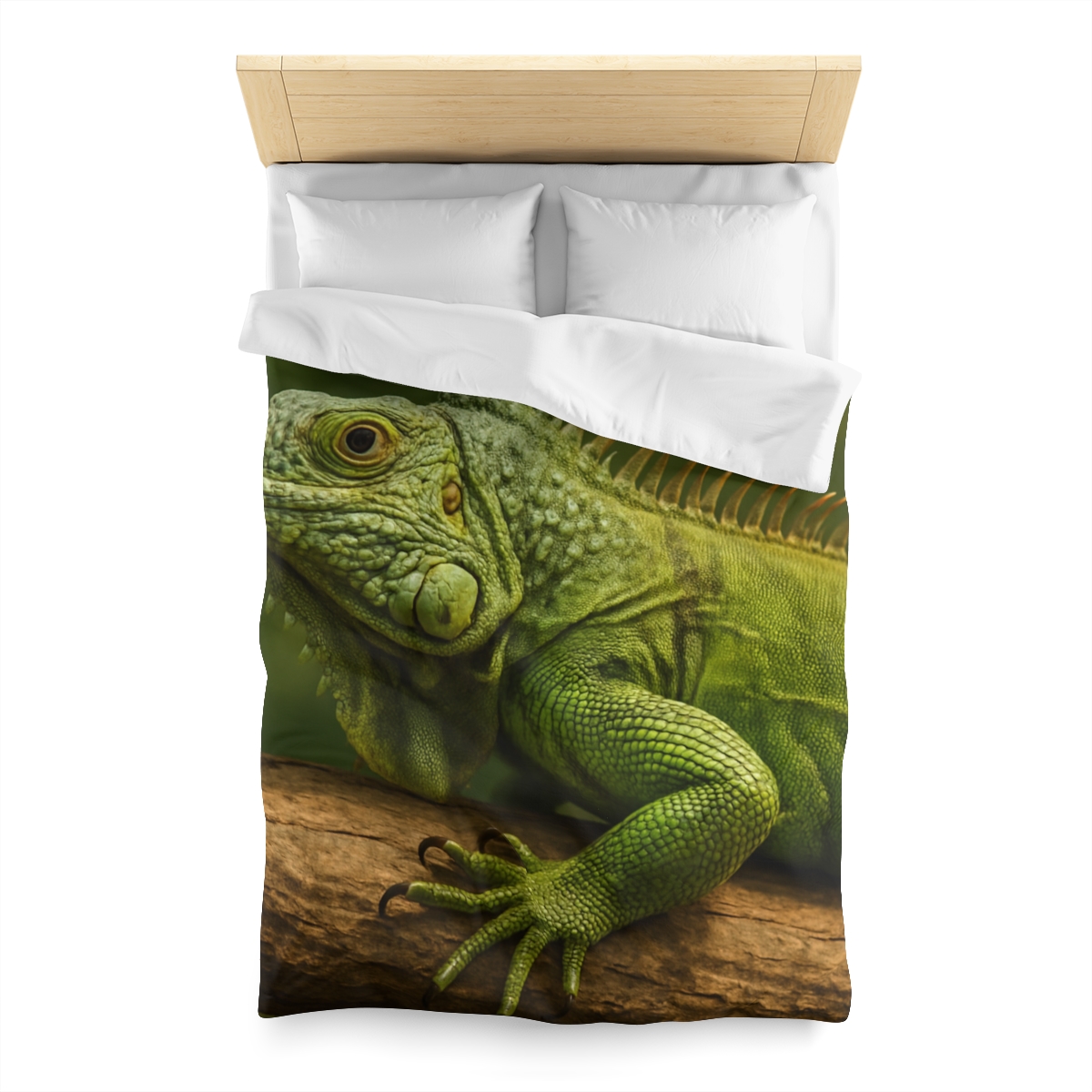Verdant Stillness Green Iguana personalized bedding duvets