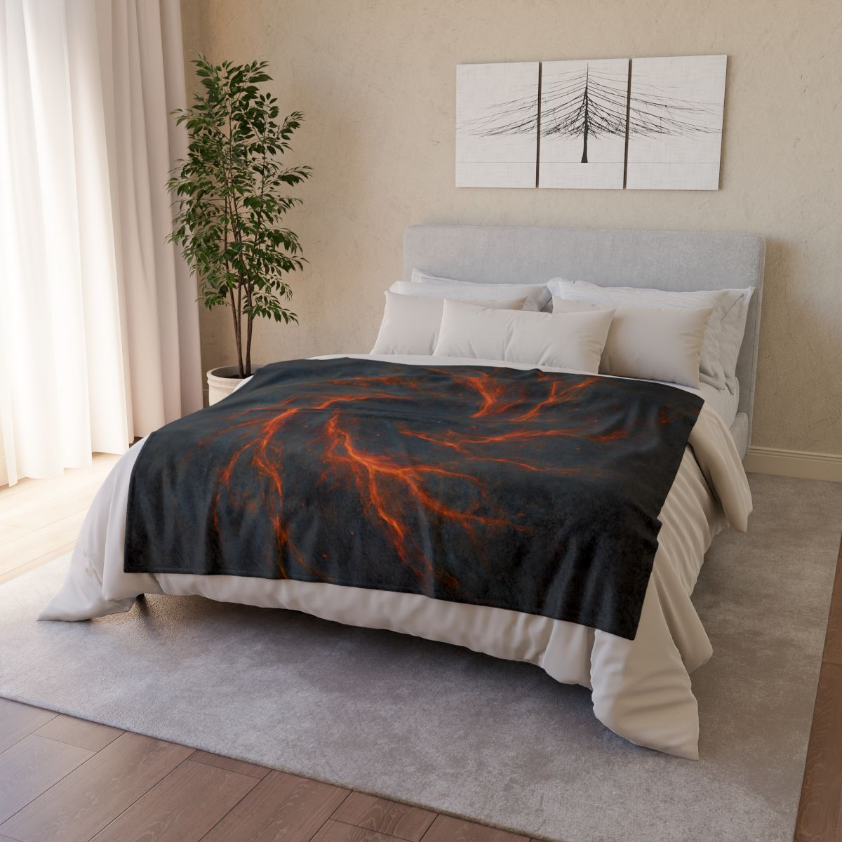 Ember Filament Bloom designer printed blankets