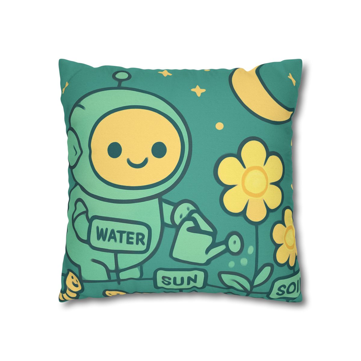 Robot Gardener And The Moonflower Patch soft cotton pillow cases