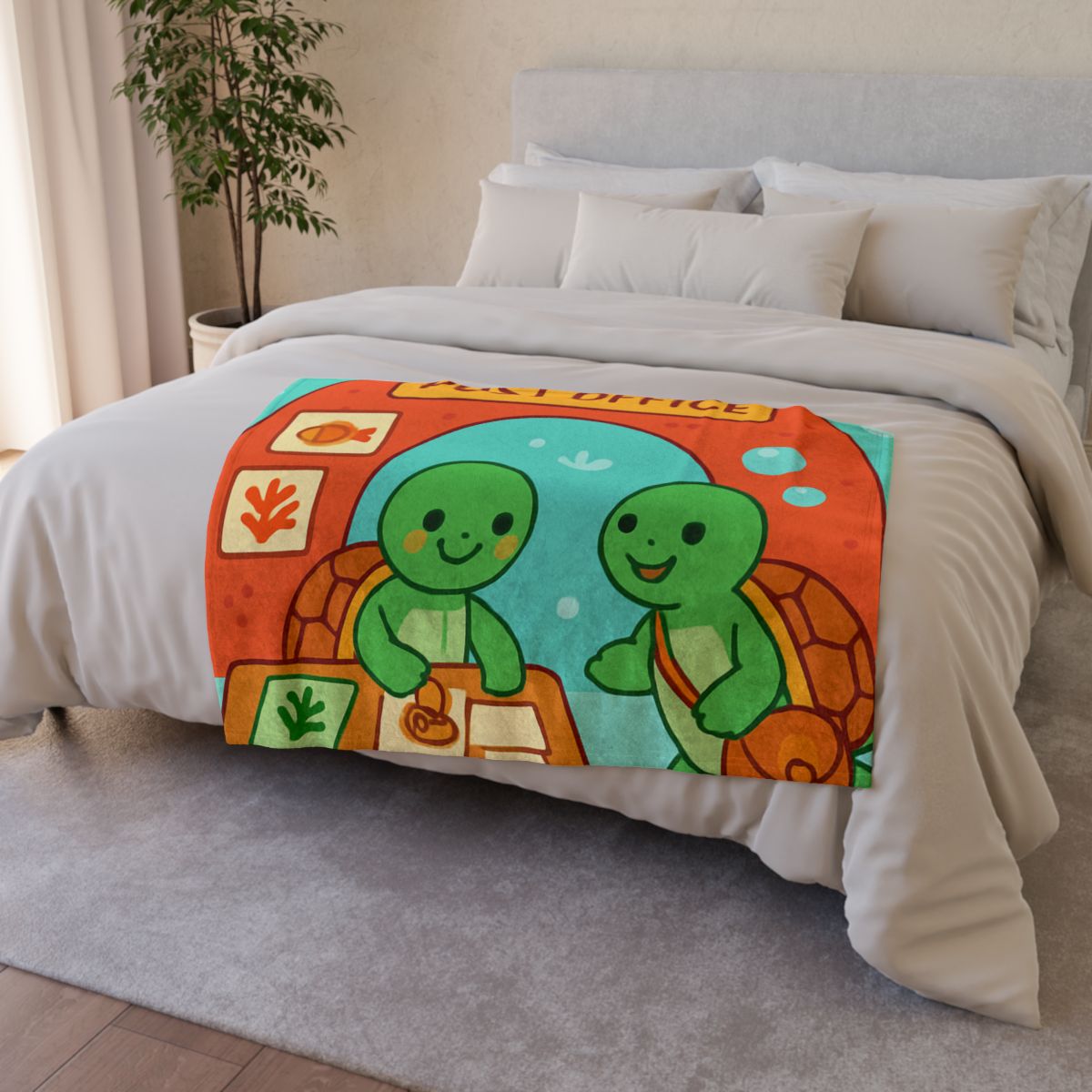 Coral Reef Post Office Run By Sea Turtles decorative home blankets