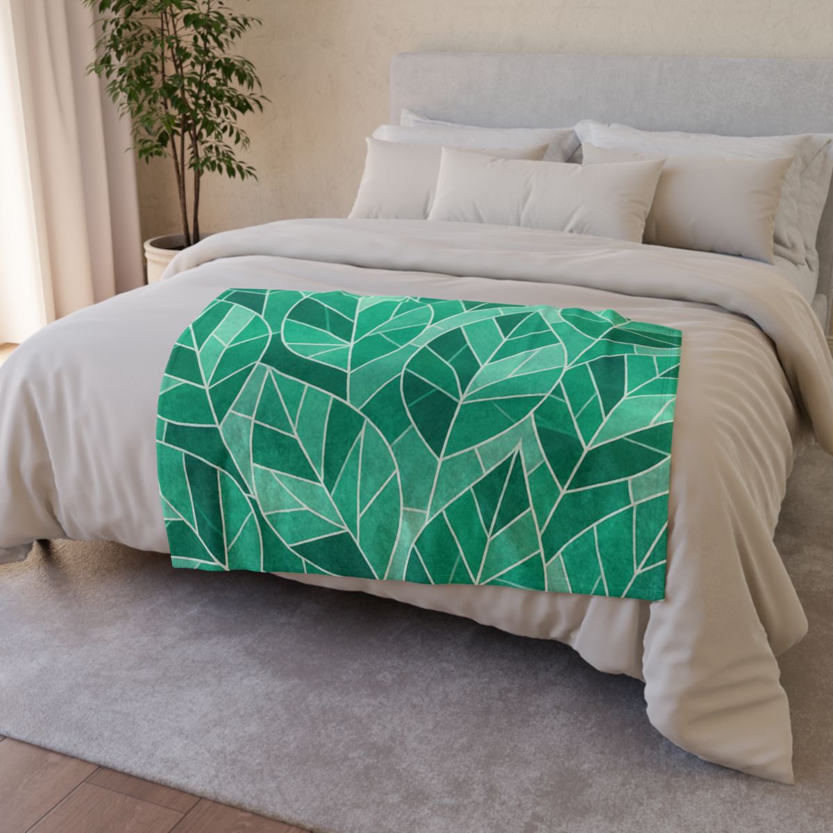 Crystal Leaf Mosaic designer printed blankets